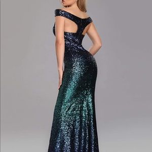 NWT Green and blue ombré sequin gown
